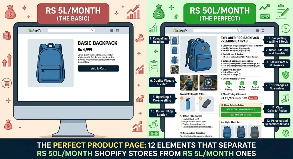 The Perfect Product Page: 12 Elements That Separate Rs 50L/Month Shopify Stores from Rs 5L/Month Ones