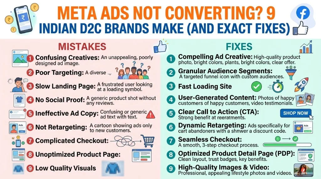 Meta Ads Not Converting? The 9 Most Common Mistakes Indian D2C Brands Make (And Exact Fixes)