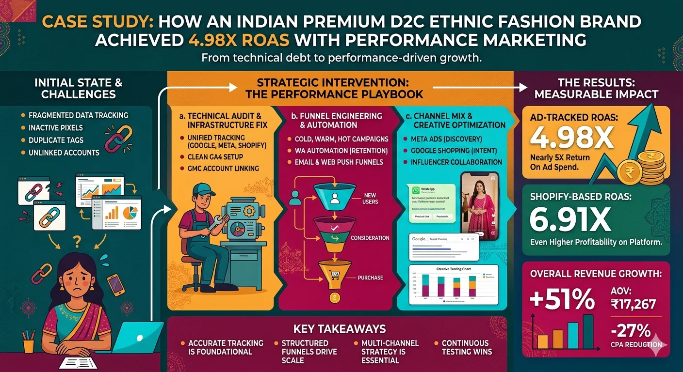 How an Indian Fashion Brand Achieved 4.98X ROAS with Performance Marketing