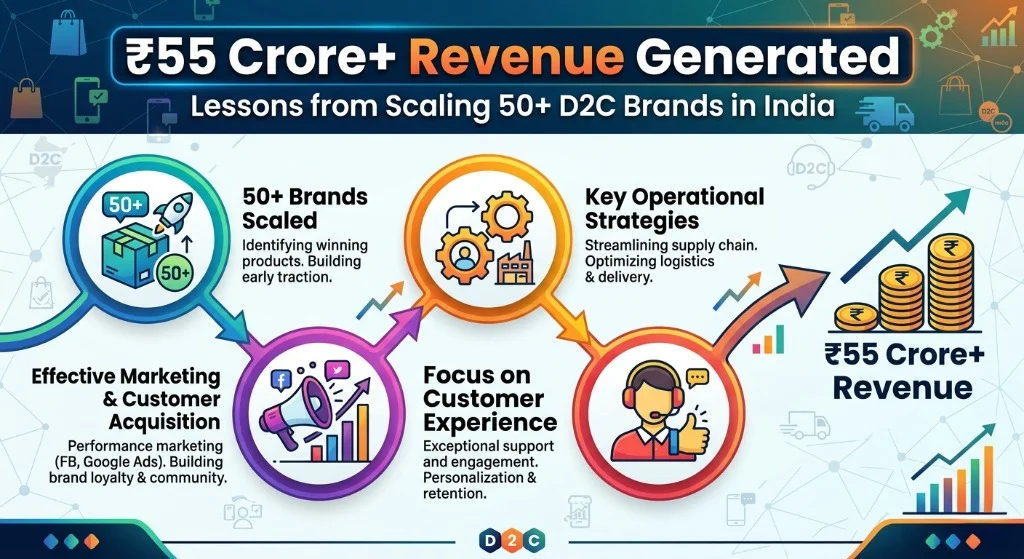 ₹55 Crore+ Revenue Generated: Lessons from Scaling 50+ D2C Brands in India